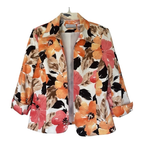 Alfred Dunner Orange and Pink Blazer Vibrant Floral Design - Picture 1 of 8